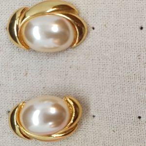 Napier Faux Pearl Gold-Tone Pierced Earrings